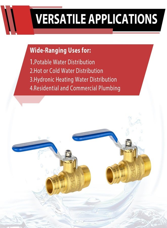 EFIELD (Pack of 2) EFIELD Cold Expansion Pex-A 3/4-inch X 3/4 Inch MNPT Brass Full Port Shut-off Ball Valve for Pex-A Pipe Connection, ASTM F1960, Blue Lever, cUPC Certified,(VALVE448-2PCS) - Image 4